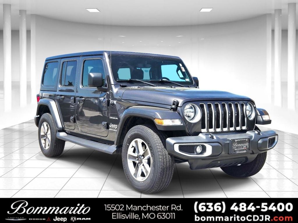 2023 Jeep Wrangler Sahara in Crystal Metallic — front three-quarter view