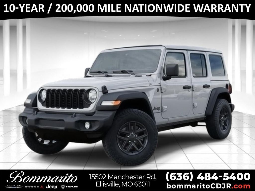 2026 Jeep Wrangler Sport S in Bright White Clearcoat — front three-quarter view
