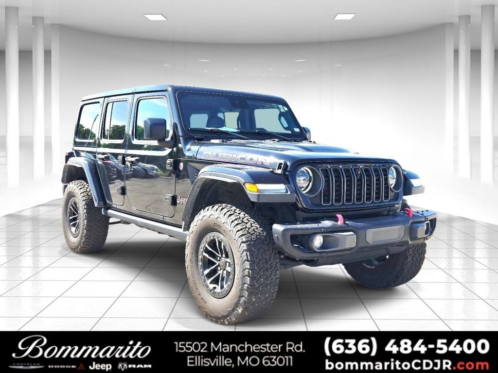 2024 Jeep Wrangler Rubicon X in Black Clearcoat — front three-quarter view