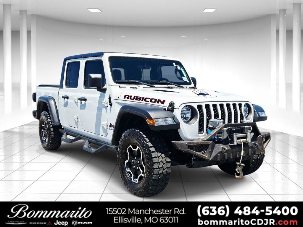 2020 Jeep Gladiator Rubicon in Bright White Clearcoat — front three-quarter view