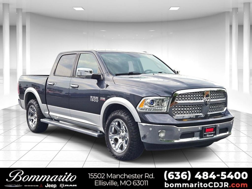 2017 RAM 1500 Laramie in Steel Metallic — front three-quarter view