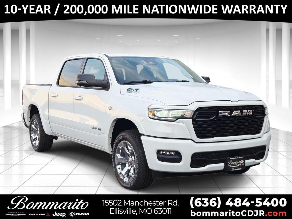 2026 RAM 1500 Big Horn/Lone Star in Bright White Clearcoat — front three-quarter view