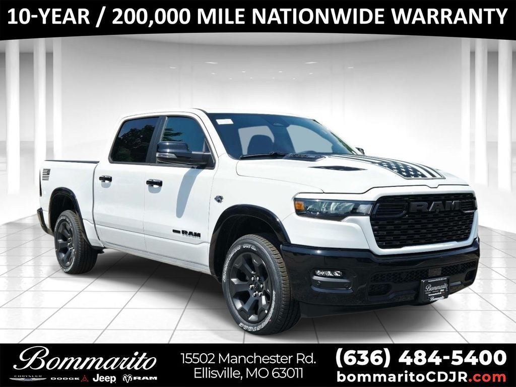 2026 RAM 1500 Big Horn/Lone Star in Bright White Clearcoat — front three-quarter view