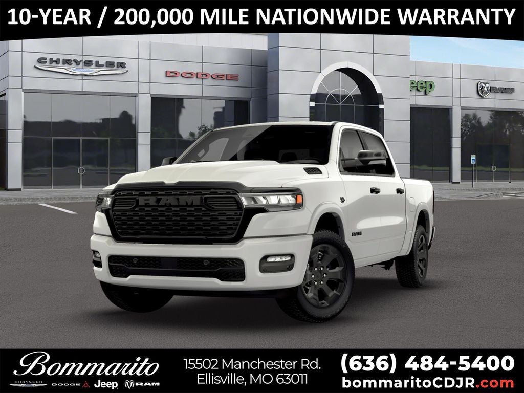 2026 RAM 1500 Big Horn/Lone Star in Bright White Clearcoat — front three-quarter view