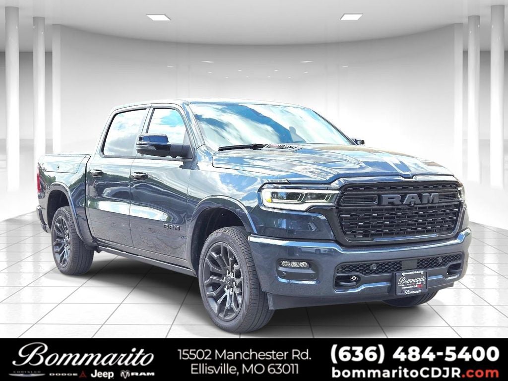 2026 RAM 1500 Limited in Blue Metallic — front three-quarter view