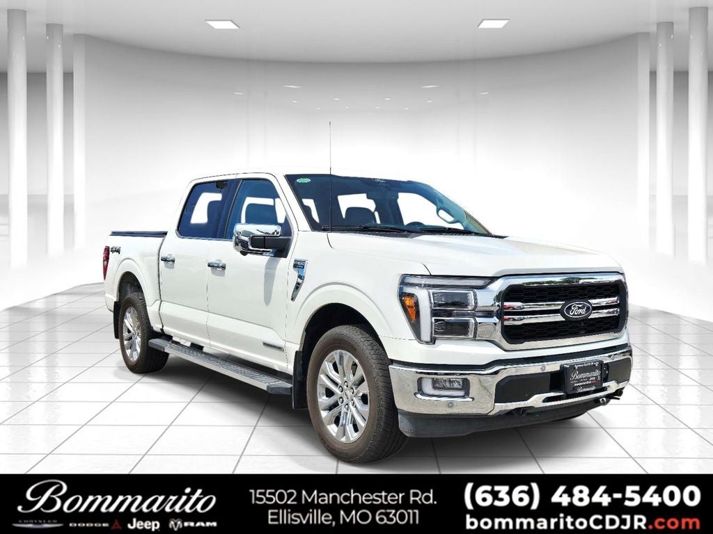 2024 Ford F-150 Lariat in White Metallic — front three-quarter view