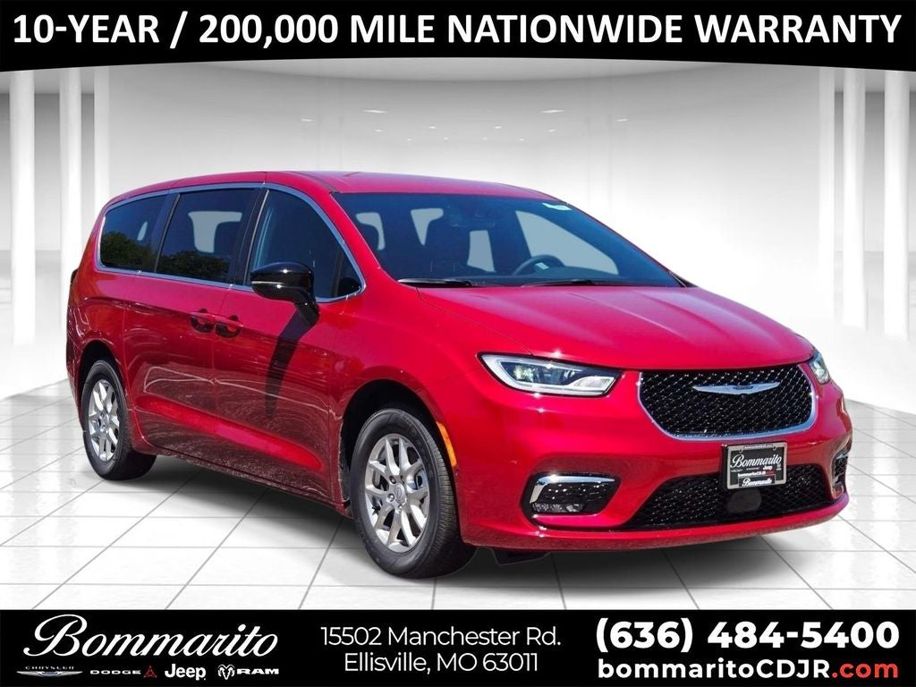 2026 Chrysler Pacifica Select in Red — front three-quarter view