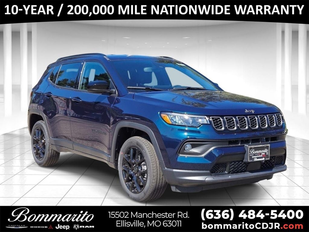 2026 Jeep Compass Latitude in Blue Pearl — front three-quarter view