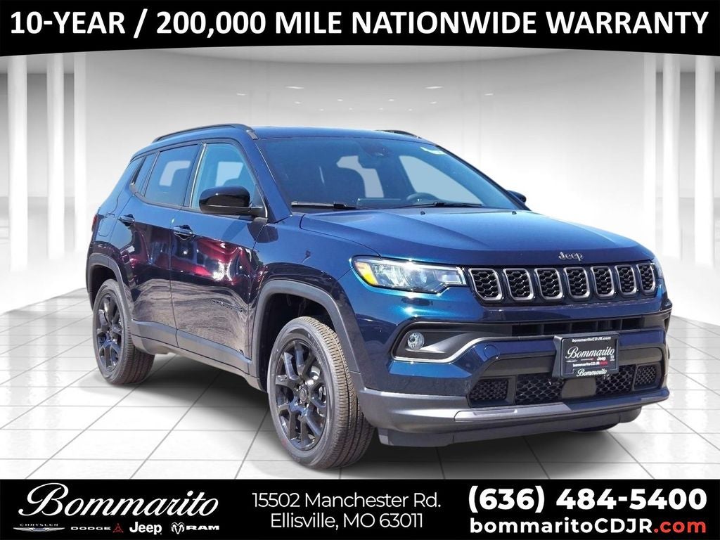 2026 Jeep Compass Latitude in Blue Pearl — front three-quarter view
