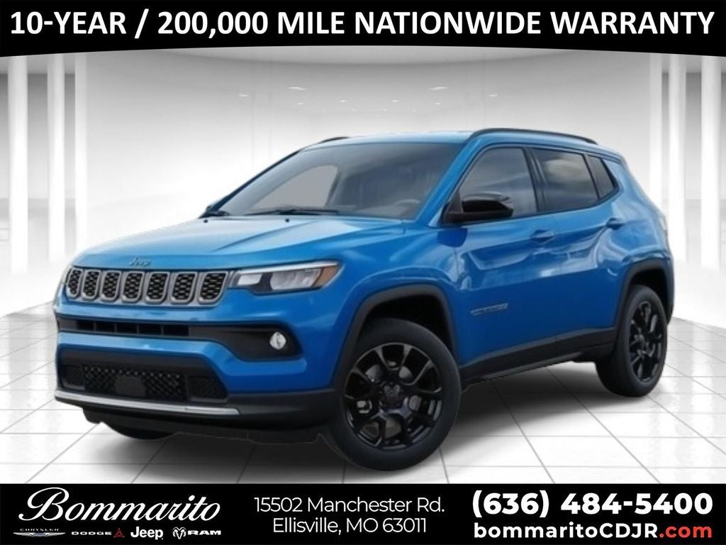 2026 Jeep Compass Latitude in Blue Pearl — front three-quarter view