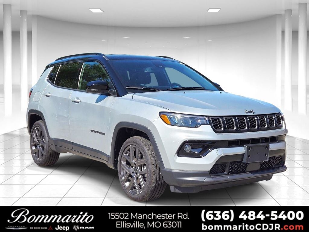 2026 Jeep Compass Limited in Silver Zynith Metallic Clearcoat — front three-quarter view