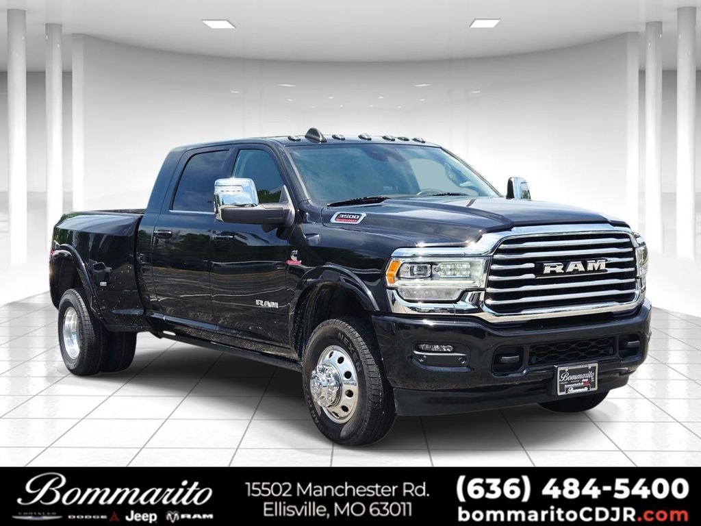 2023 RAM 3500 Limited Longhorn in Diamond Black — front three-quarter view