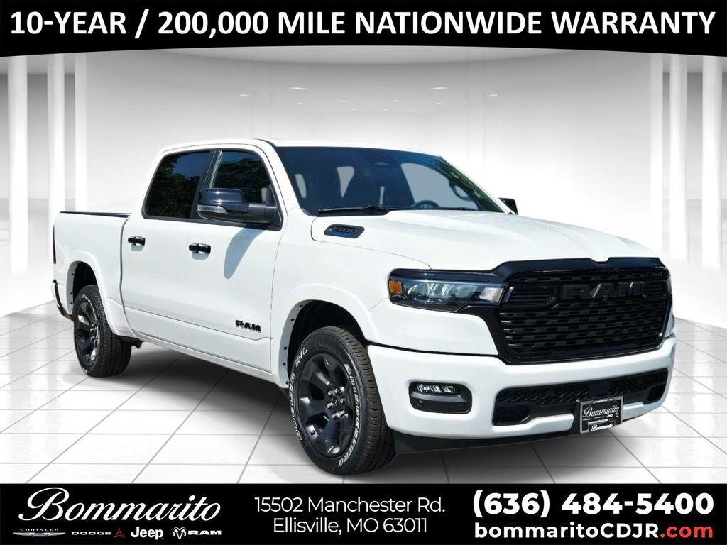2026 RAM 1500 Big Horn/Lone Star in Bright White Clearcoat — front three-quarter view