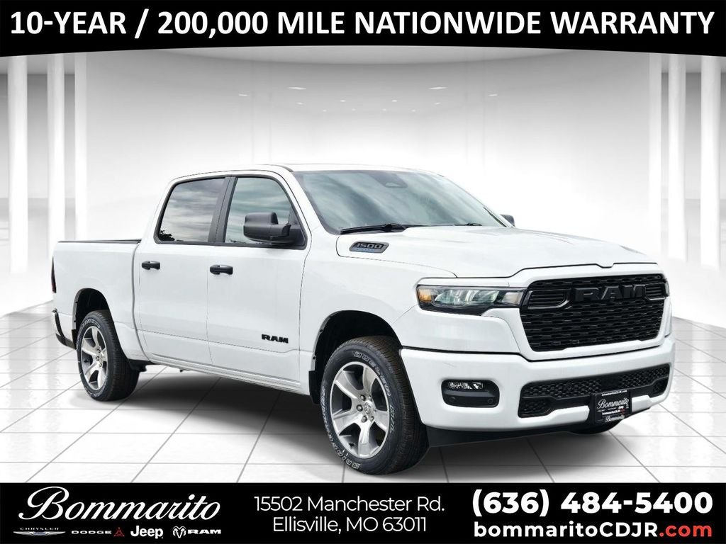 2026 RAM 1500 Express in Bright White Clearcoat — front three-quarter view