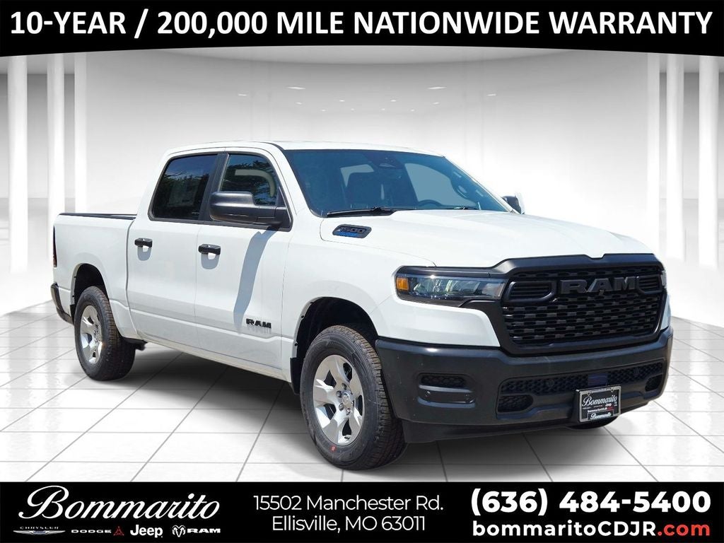 2026 RAM 1500 Tradesman in Bright White Clearcoat — front three-quarter view
