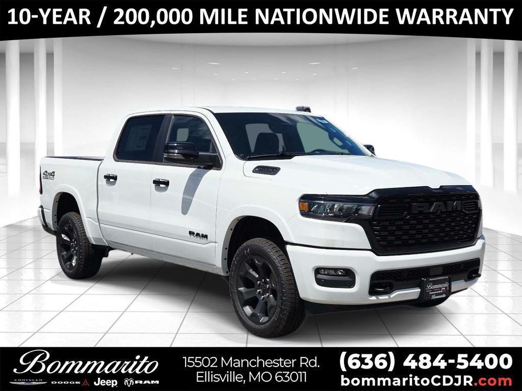 2026 RAM 1500 Big Horn/Lone Star in Bright White Clearcoat — front three-quarter view